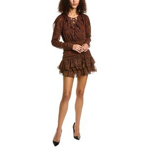 Rosewater Remi Womens  Ruffle Mini Dress, Brown